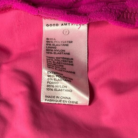 NWT Good American Swim Bottom Women’s Hawaiian‎ Pink Jacquard Bikini Cheeky 7 4X - Picture 3 of 5